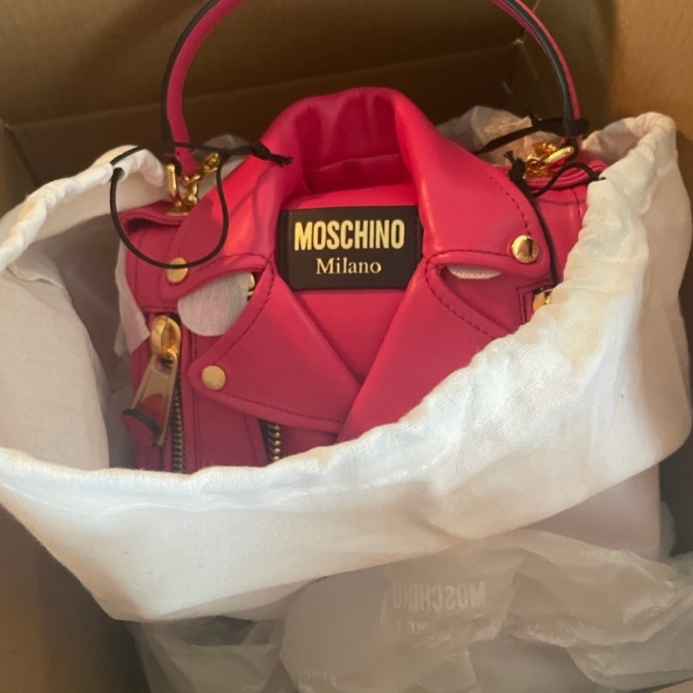 NWT Moschino Milano Biker Leather Crossbody Bag - Picture 4 of 5